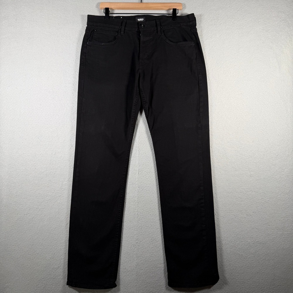Hudson Byron Straight Leg Jeans Mens 36 Black M255DLE Made in USA Stretch Pants